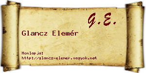 Glancz Elemér névjegykártya